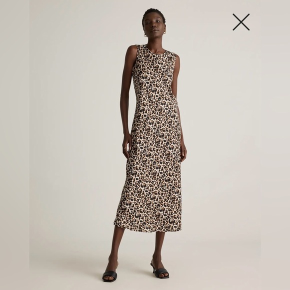 Quince Dresses & Skirts - Quince NEW Mulberry silk midi dress sz M leopard print high neck tank NWT